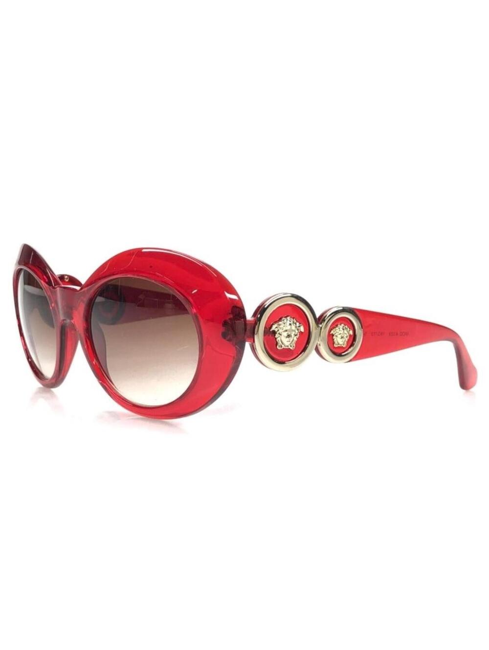 Versace Sunglasses Women's Clear RED Medusa Cat Eye 53/140 mm Grey-Brown Lens